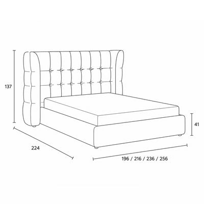 Tufted upholstered bed with storage in a glamour style | Diara