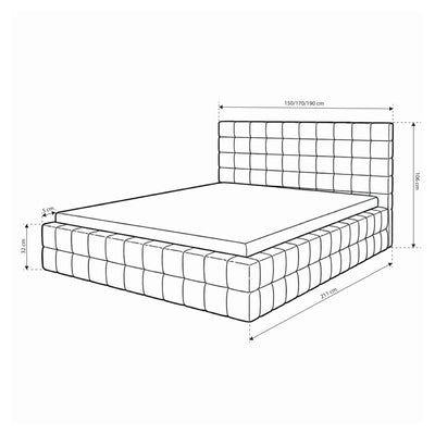 Upholstered bed with storage in various sizes in modern style, Lambi fabric | Stratus