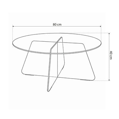 Round coffee table for the living room with a diameter of 80 cm in modern style | Aria Glass