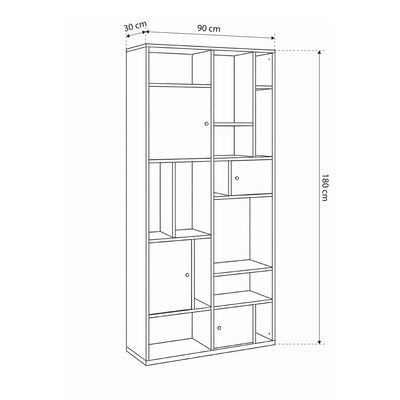 Bookcase for living room 90x180 in Japandi style | Asymo