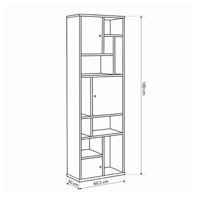 Wooden bookcase 61x180 with closed shelves | Asymo