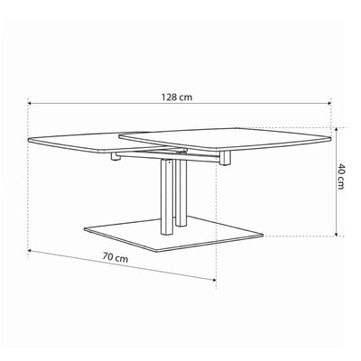 Coffee table with rotating top 128x40 cm in loft style | Dualis