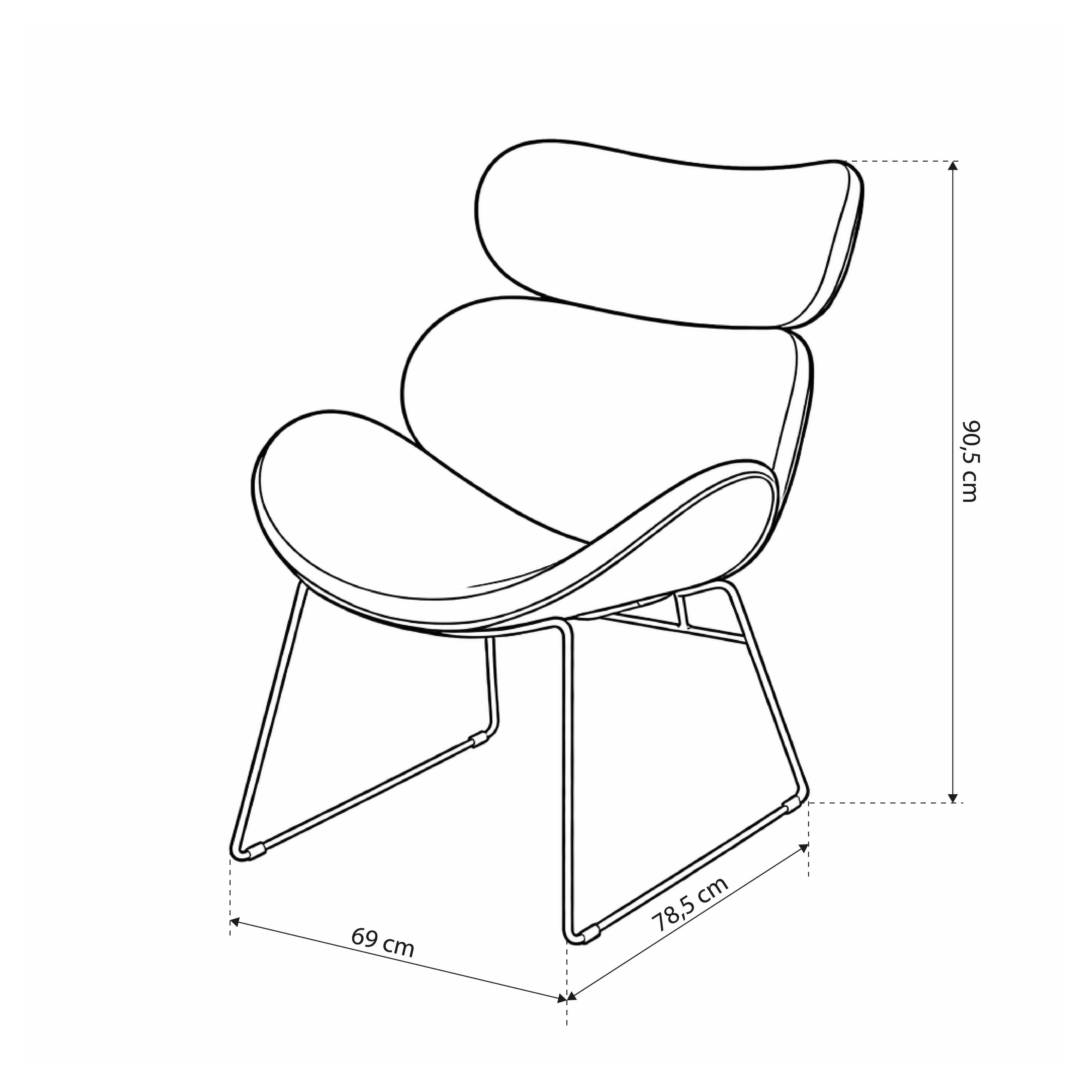 Loft armchair with contoured backrest and metal base | Ferum