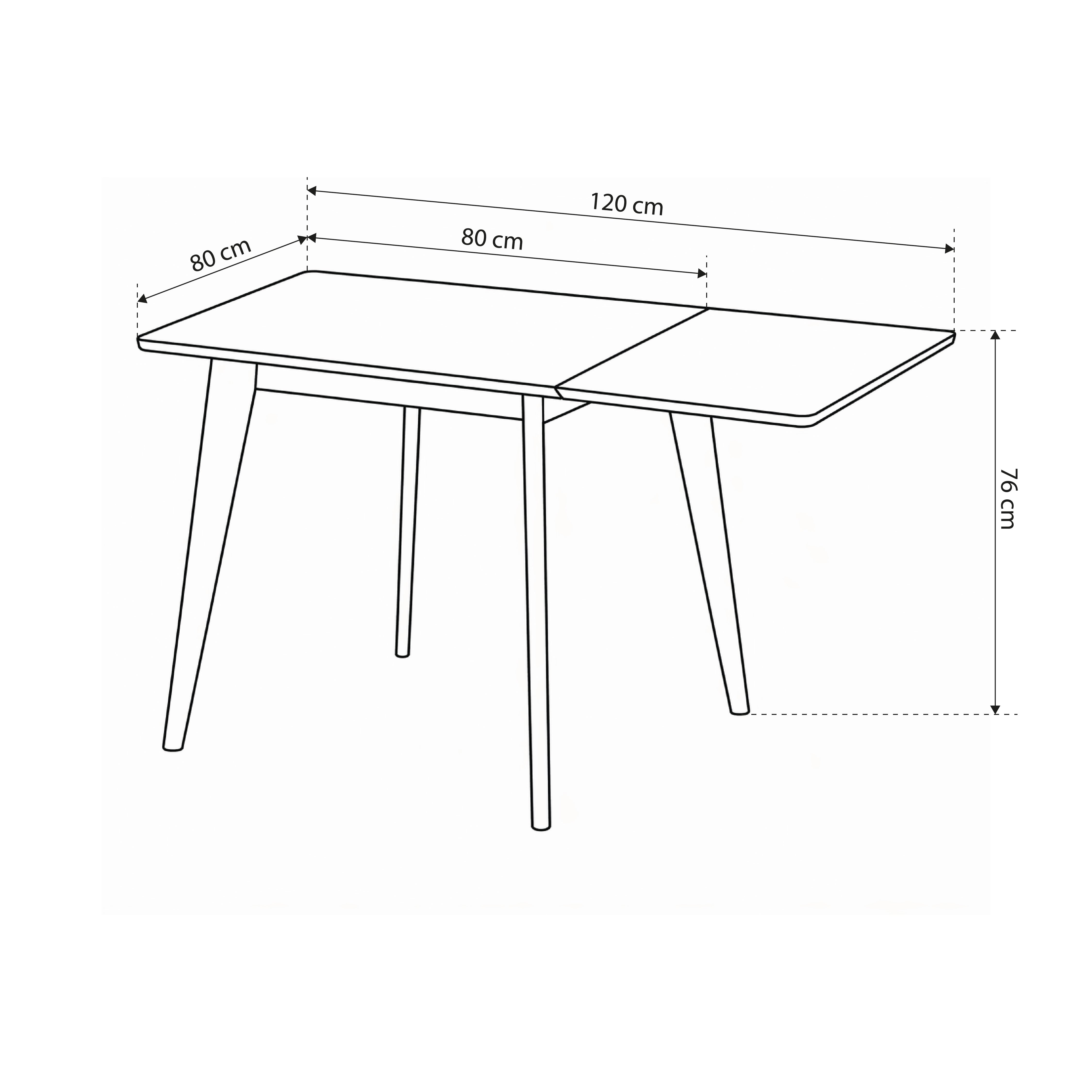 Extendable dining table 80–120x80 cm in Scandinavian style | Krel