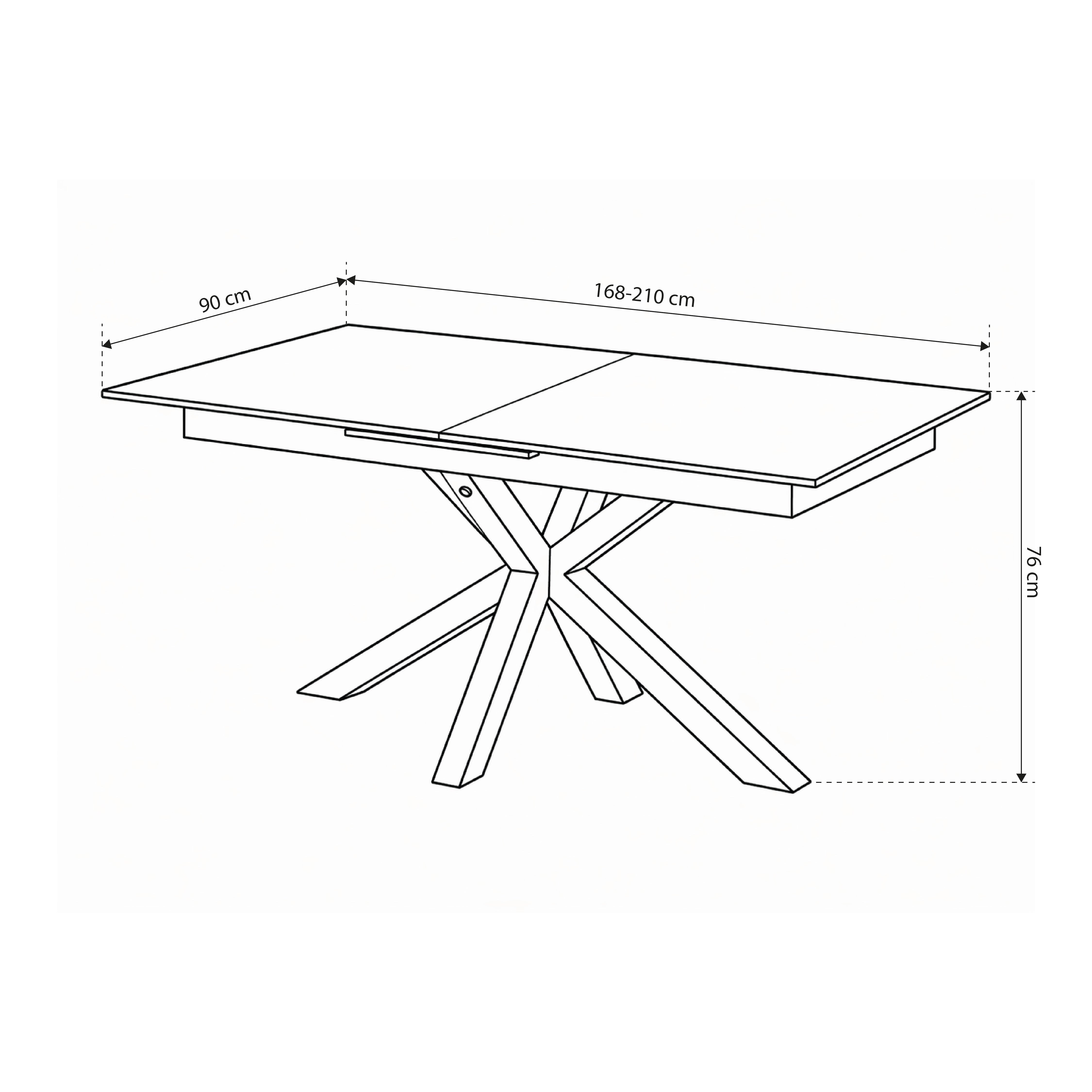 Extendable dining table 168–210x76 cm in modern style | Lorrins
