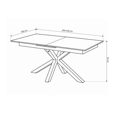 Large extendable dining table 200–240x76 cm in modern style | Lorrins