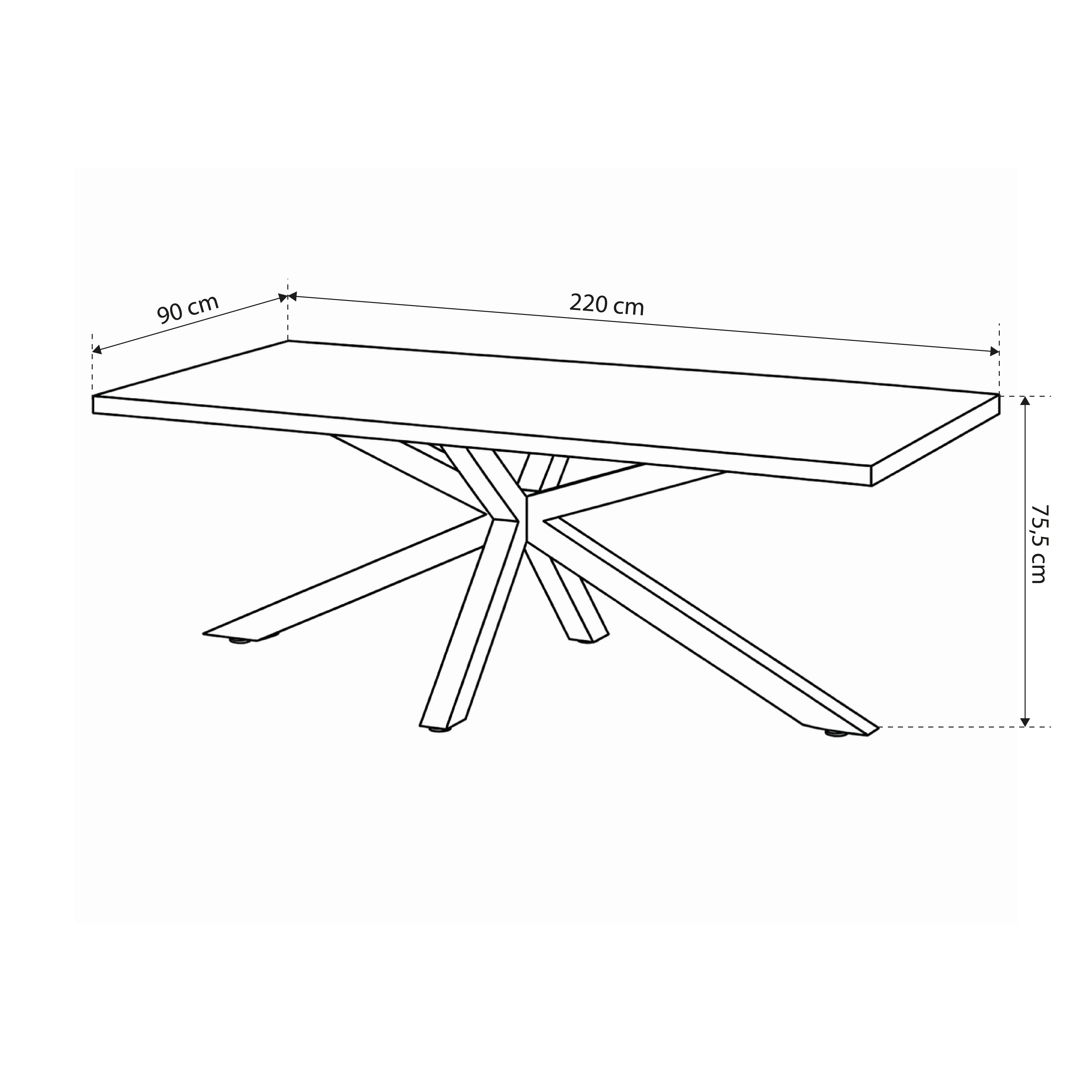 Dining table 220x76 cm in industrial style | Oryss Oak