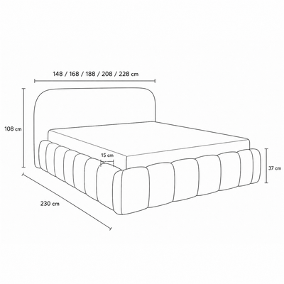Upholstered bed with storage in a modern soft style, Monte fabric | Tegell
