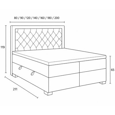 Diamond-tufted continental bed with two storage compartments in a glamour style | Santia