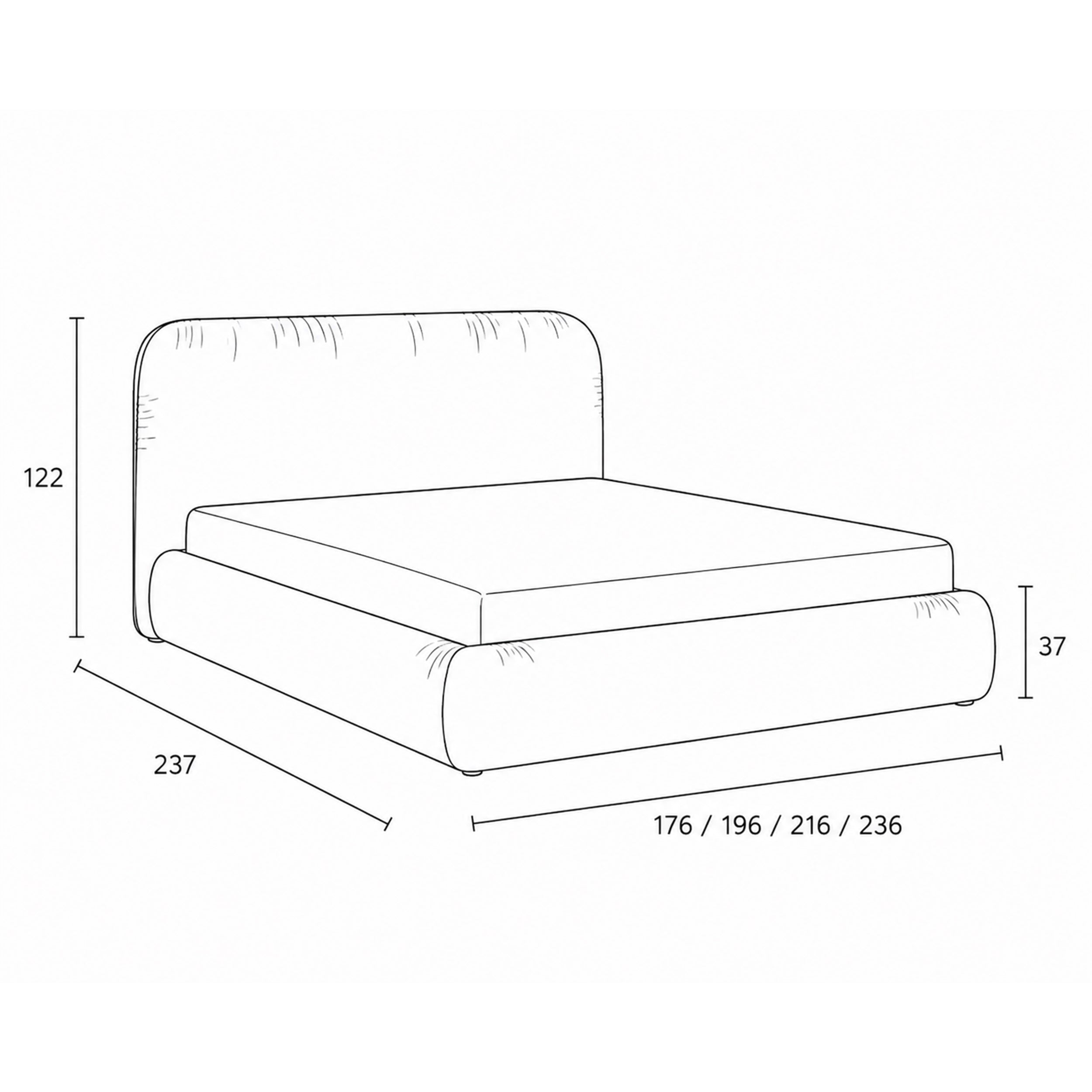 Upholstered bed with storage in a modern organic style | Paries