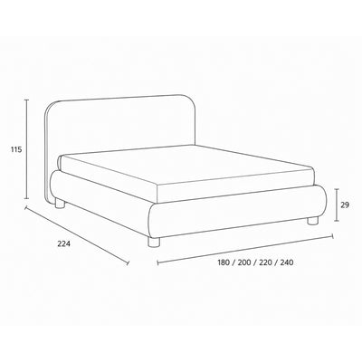 Continental bed with a rounded headboard in a modern organic style | Portela