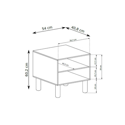 Bedside table 55x61 with a drawer and an open compartment in Scandinavian style | FJORD