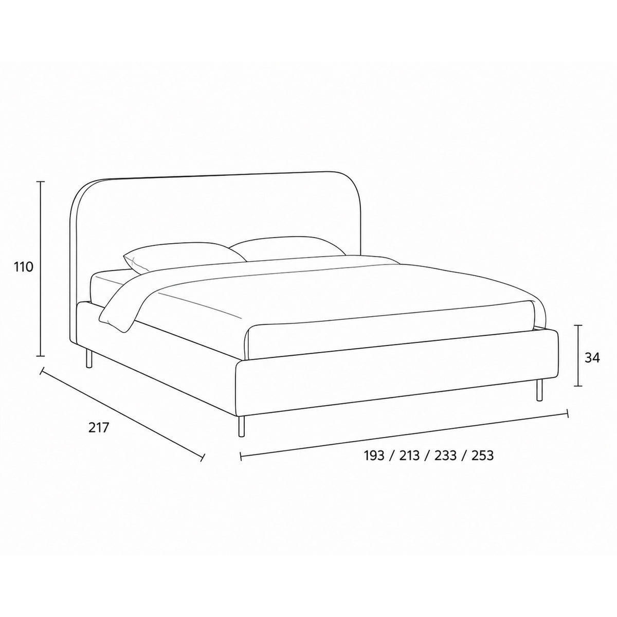 Upholstered bed with a smooth headboard in a minimalist style | Dorida