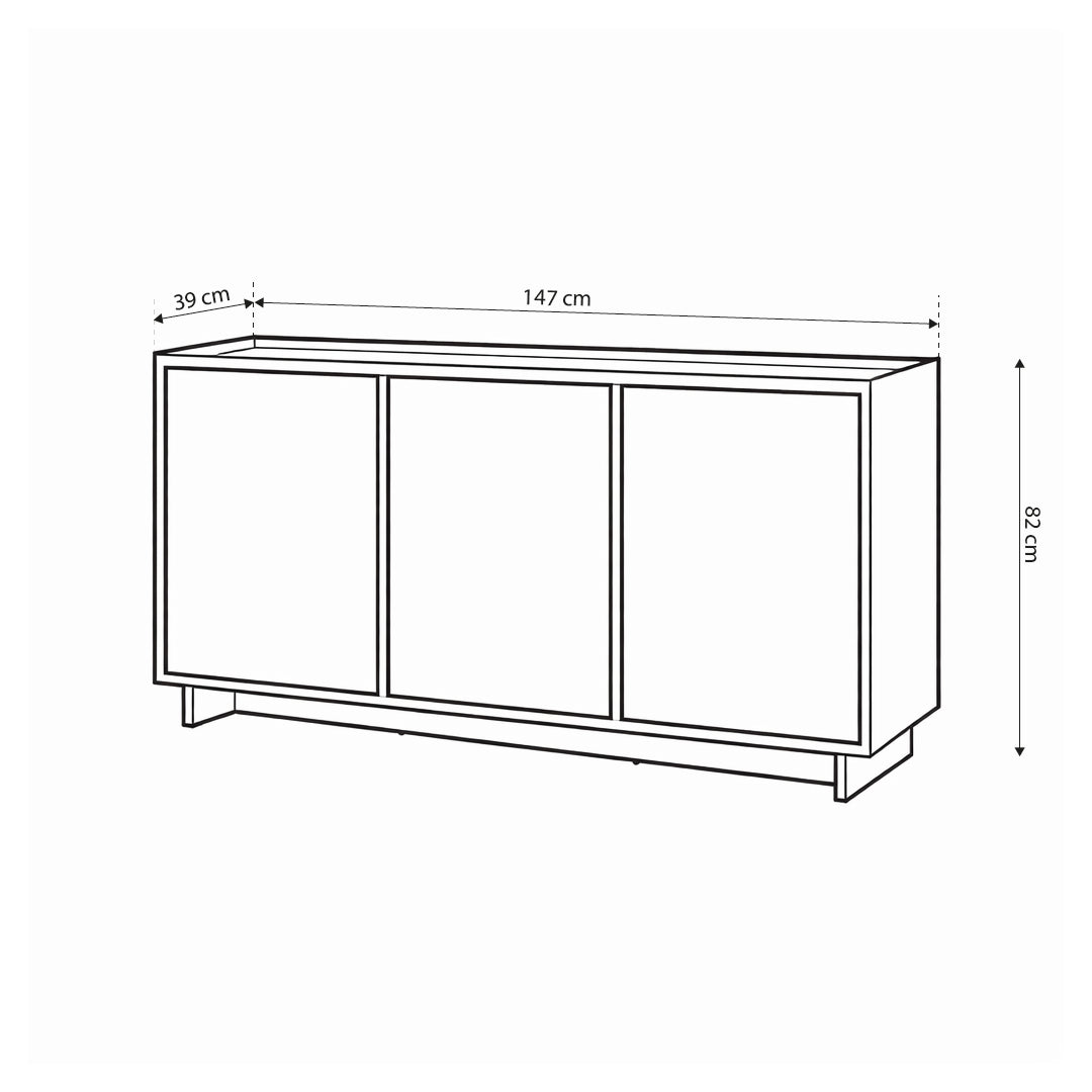 Sideboard with shelves 147x82 in Japandi style | Kiyro