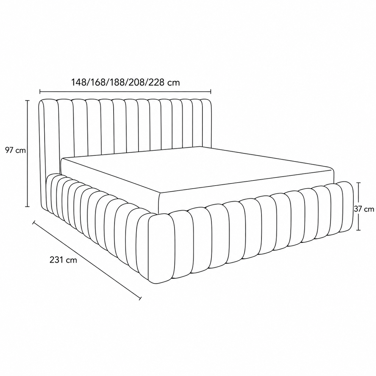 Upholstered bed with storage in a modern soft style, Doha fabric | Pastel