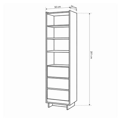 Tall bookcase 50x201 in Japandi style | Kiyro
