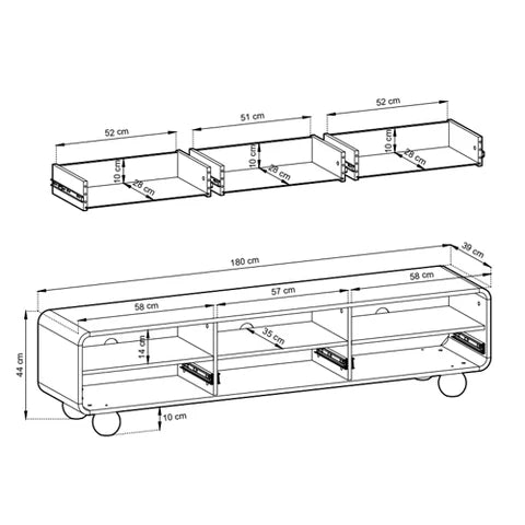 Szafka RTV 180x44 w stylu japandi | Ballo