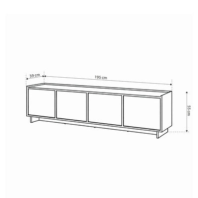 TV cabinet with closed compartments 147x55 in Japandi style | Kiyro