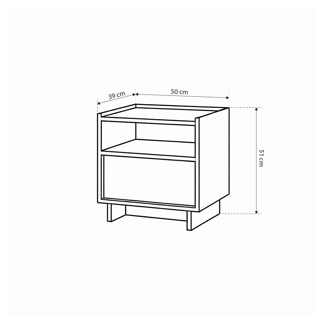 Bedside table with drawer 50x51 cm in Japandi style | Kiyro