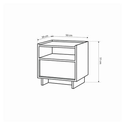 Bedside table with drawer 50x51 cm in Japandi style | Kiyro