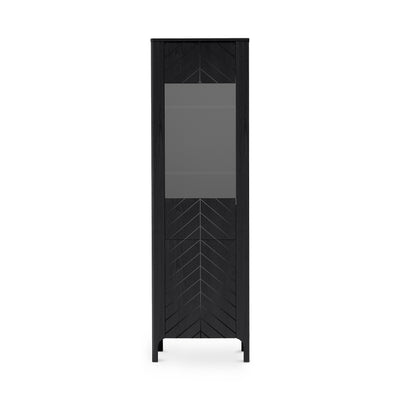 Tall EKLIPSO display cabinet 60x197 with glazing in a modern style – colour Black | Pillovely