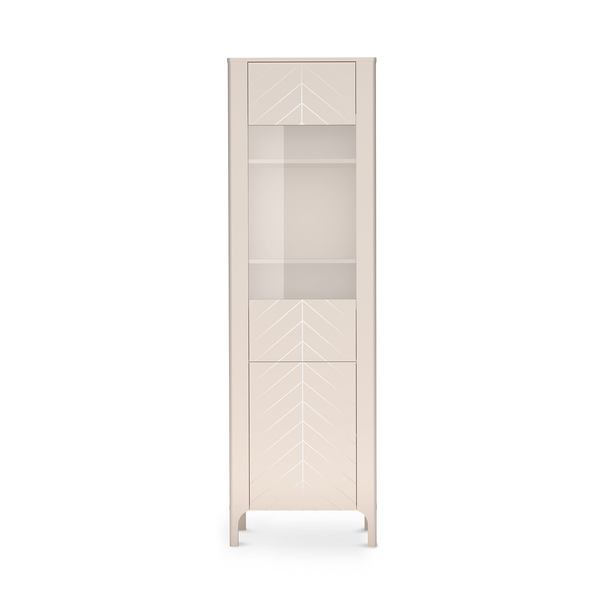 Tall EKLIPSO display cabinet 60x197 with glazing in a modern style, colour Cashmere – front view | Pillovely