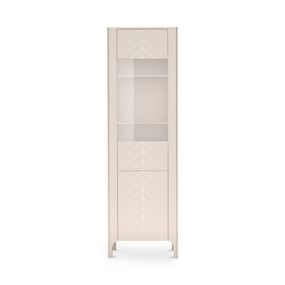 Tall EKLIPSO display cabinet 60x197 with glazing in a modern style, colour Cashmere – front view | Pillovely
