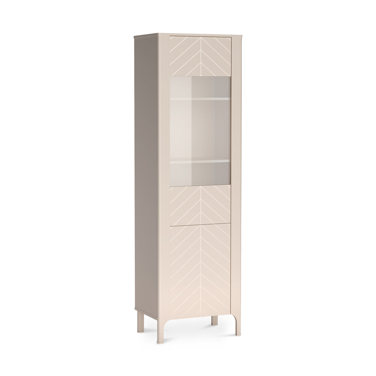 Tall EKLIPSO display cabinet 60x197 with glazing in a modern style, colour Cashmere – main image | Pillovely