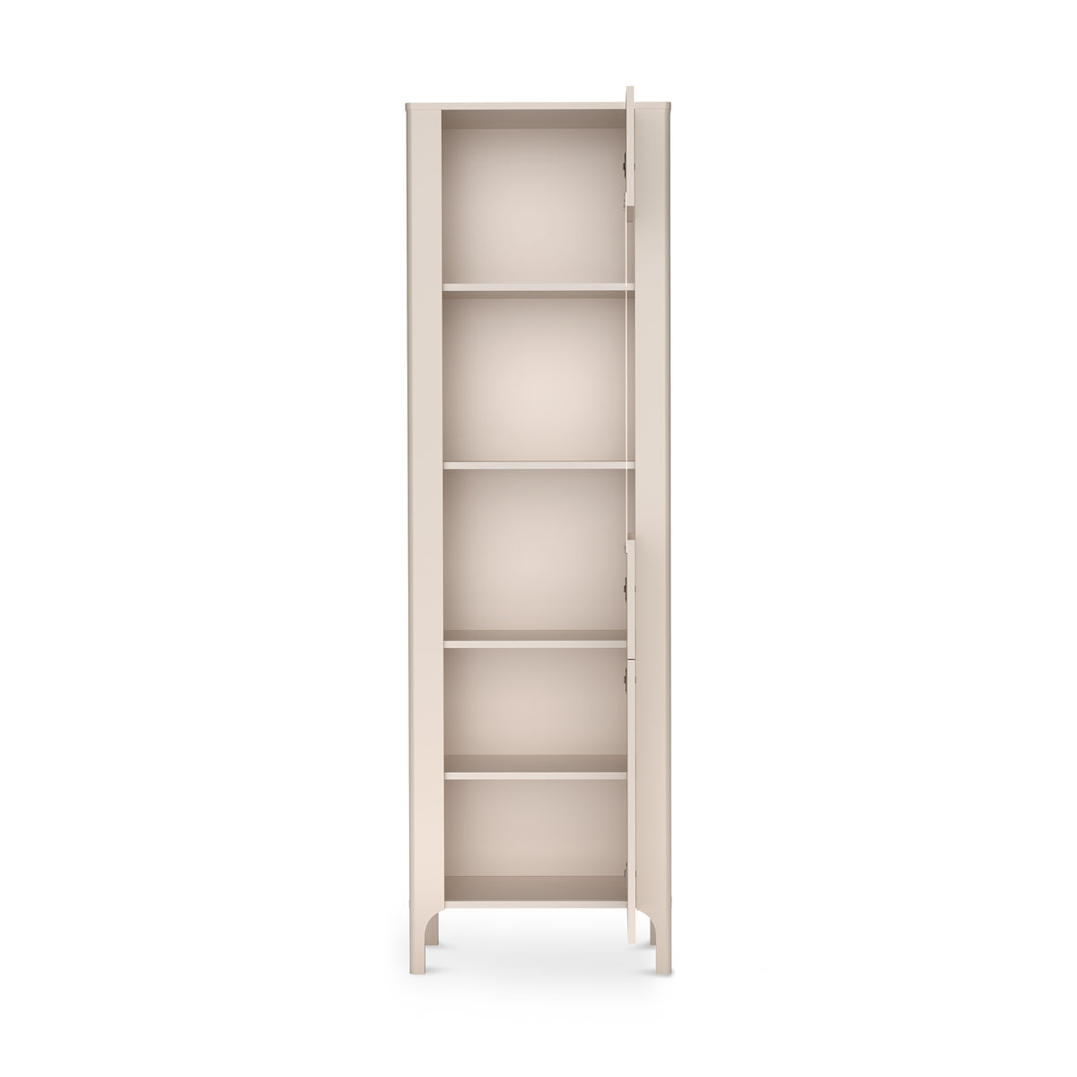 Tall EKLIPSO display cabinet 60x197 with glazing in a modern style, colour Cashmere – open view | Pillovely