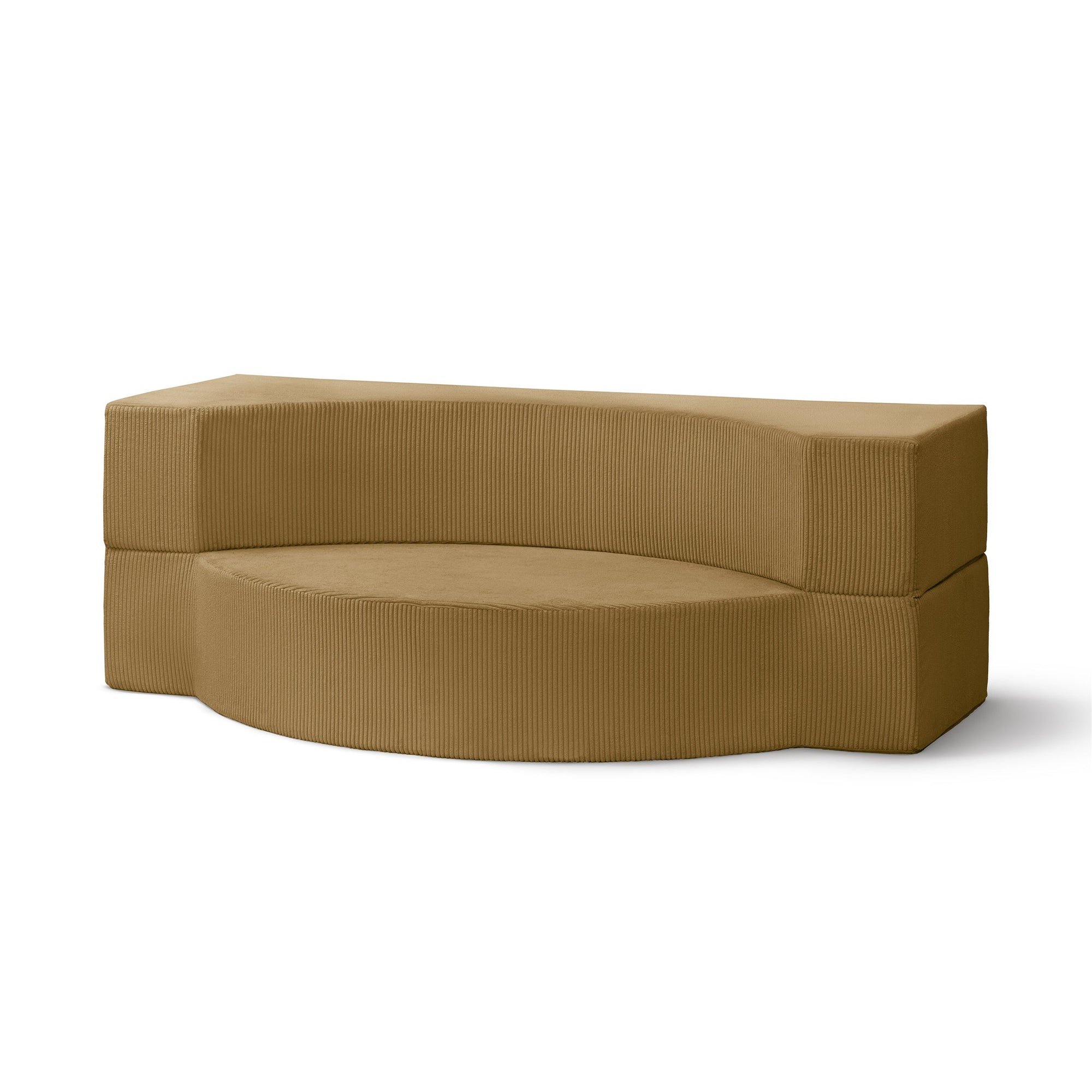 Sofa piankowa modułowa 200 cm z funkcją spania w stylu japandi – sztruks POSO, półokrągła forma | Lunaria Złocisty Orzech (POSO 01)