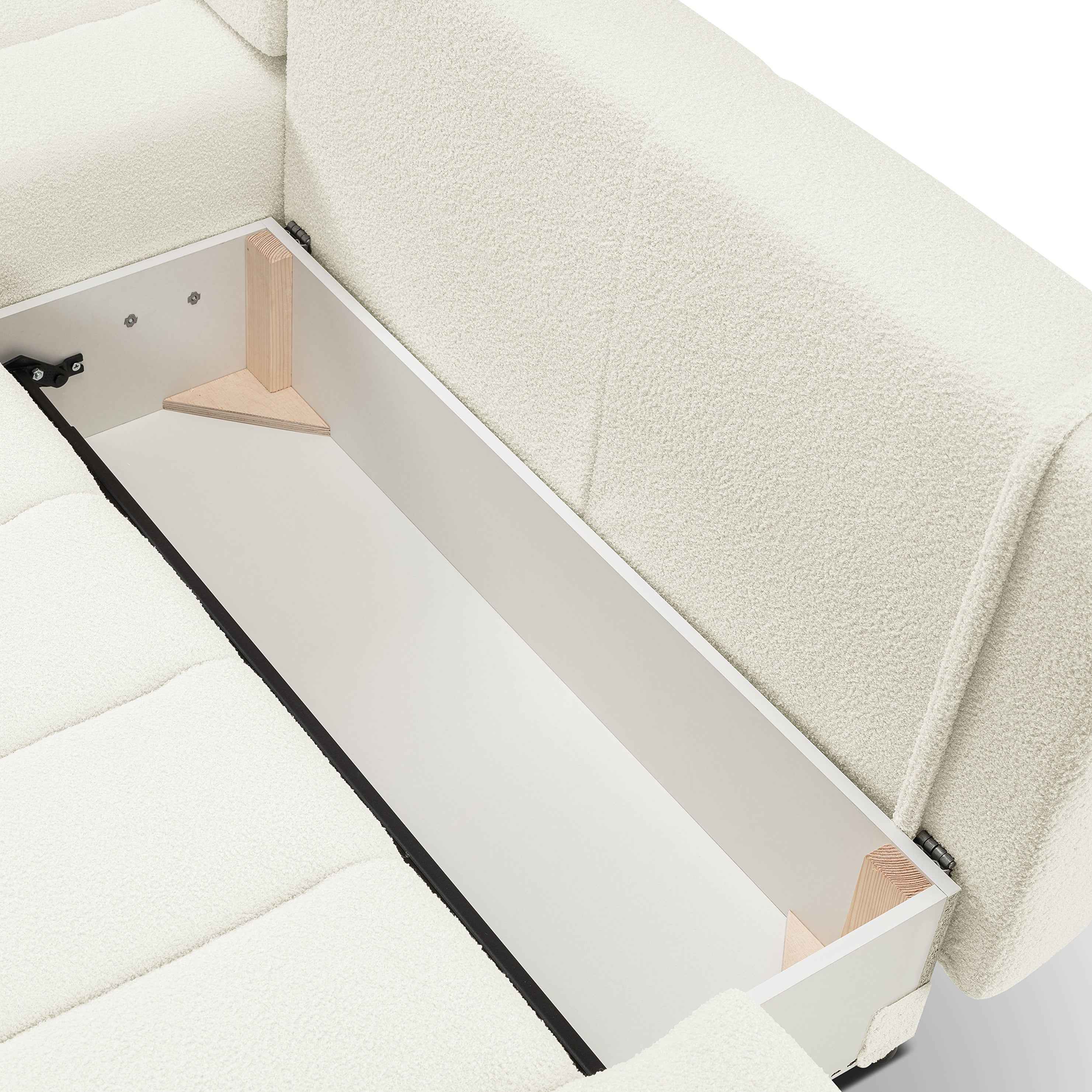 Narożnik z funkcją spania DL 276 cm w stylu nowoczesnym – tkanina Lambi, dekoracyjne przeszycia, pojemnik | BALOA