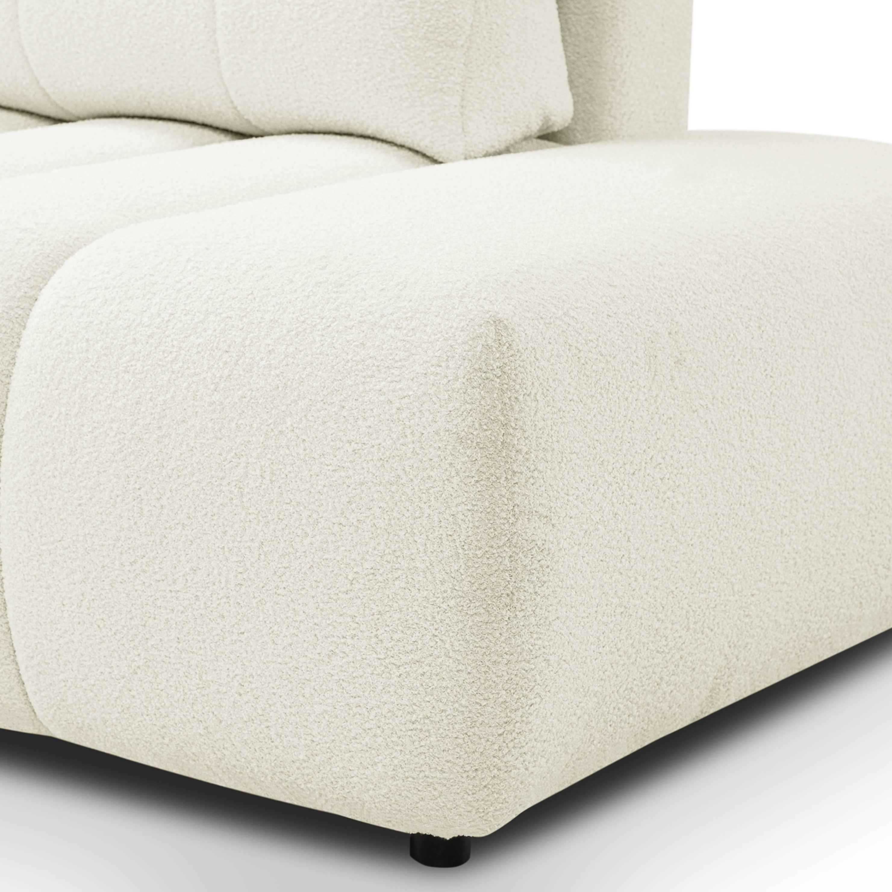 Narożnik z funkcją spania DL 276 cm w stylu nowoczesnym – tkanina Lambi, dekoracyjne przeszycia, pojemnik | BALOA