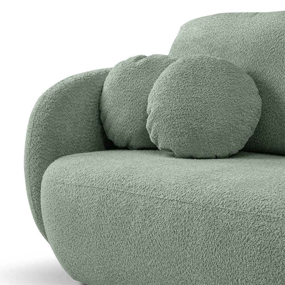 Sofa z funkcją spania 142x200 w stylu nowoczesnym – Abriamo, zaoblona forma, pojemnik | OLEMO