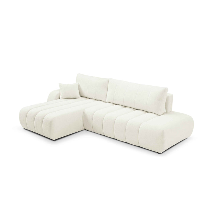 Narożnik z funkcją spania DL 276 cm w stylu nowoczesnym – tkanina Lambi, dekoracyjne przeszycia, pojemnik | BALOA